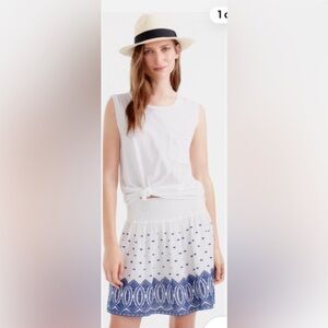 J. Crew White and Blue Patterned Skirt